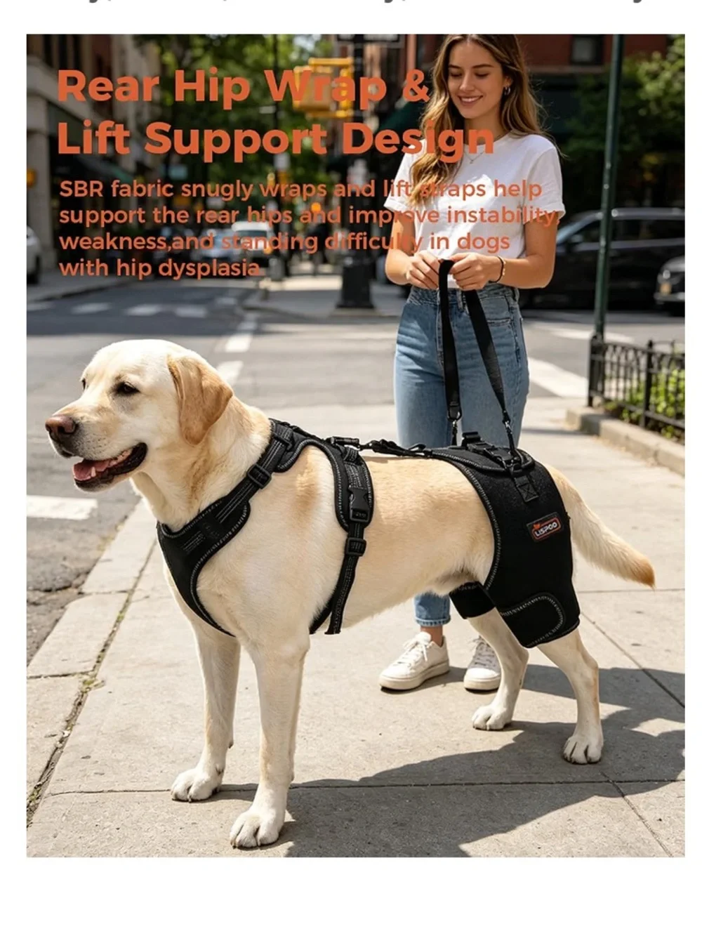 Lispoo Dog Hip Support Brace-Adjustable Dog Leg Brace for Hip Dysplasia-L